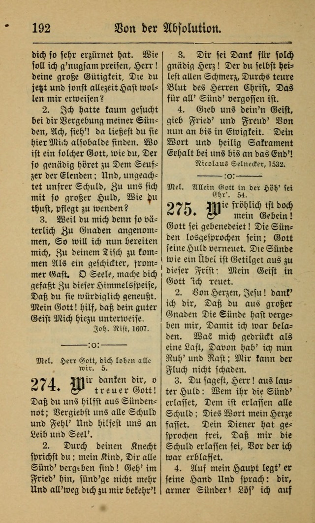 Gesangbuch für Gemeinden des Evangelisch-Lutherischen Bekenntnisses (14th ed.) page 192