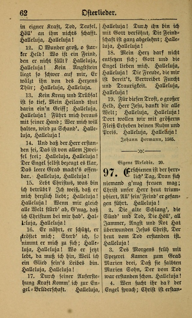 Gesangbuch für Gemeinden des Evangelisch-Lutherischen Bekenntnisses (14th ed.) page 62