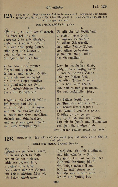 Gesangbuch: zum gottesdienstlichen und häuslichen Gebrauch in Evangelischen Mennoniten-Gemeinden (3rd ed.) page 109