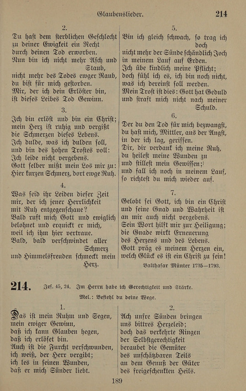 Gesangbuch: zum gottesdienstlichen und häuslichen Gebrauch in Evangelischen Mennoniten-Gemeinden (3rd ed.) page 189