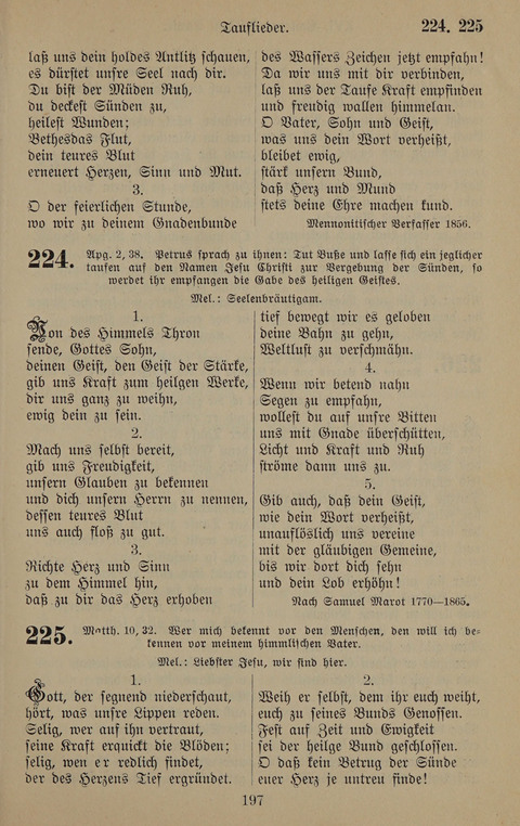 Gesangbuch: zum gottesdienstlichen und häuslichen Gebrauch in Evangelischen Mennoniten-Gemeinden (3rd ed.) page 197