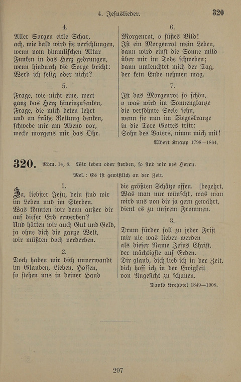 Gesangbuch: zum gottesdienstlichen und häuslichen Gebrauch in Evangelischen Mennoniten-Gemeinden (3rd ed.) page 297