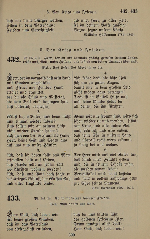 Gesangbuch: zum gottesdienstlichen und häuslichen Gebrauch in Evangelischen Mennoniten-Gemeinden (3rd ed.) page 399
