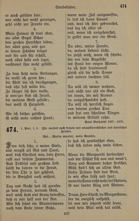 Gesangbuch: zum gottesdienstlichen und häuslichen Gebrauch in Evangelischen Mennoniten-Gemeinden (3rd ed.) page 437