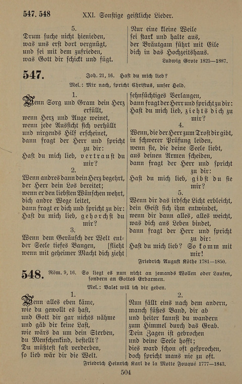 Gesangbuch: zum gottesdienstlichen und häuslichen Gebrauch in Evangelischen Mennoniten-Gemeinden (3rd ed.) page 504