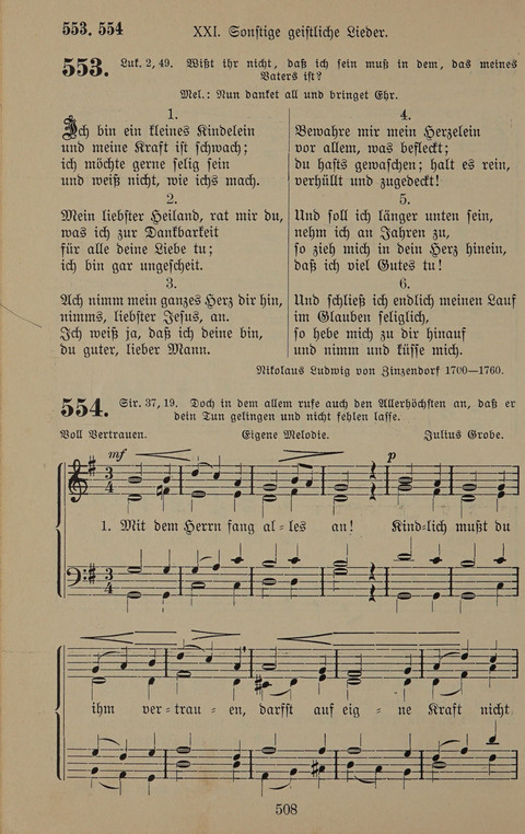Gesangbuch: zum gottesdienstlichen und häuslichen Gebrauch in Evangelischen Mennoniten-Gemeinden (3rd ed.) page 508