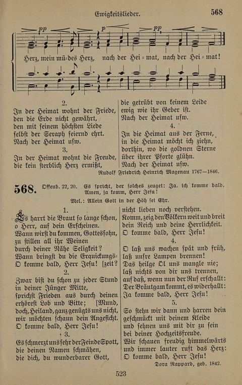 Gesangbuch: zum gottesdienstlichen und häuslichen Gebrauch in Evangelischen Mennoniten-Gemeinden (3rd ed.) page 523