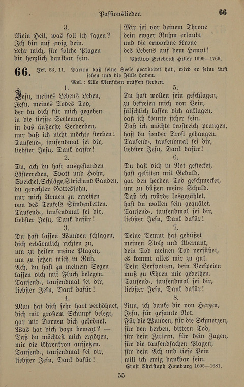 Gesangbuch: zum gottesdienstlichen und häuslichen Gebrauch in Evangelischen Mennoniten-Gemeinden (3rd ed.) page 55