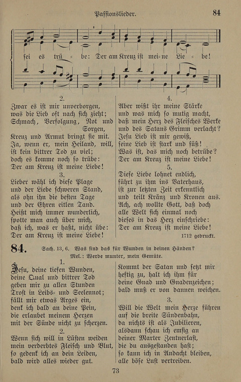 Gesangbuch: zum gottesdienstlichen und häuslichen Gebrauch in Evangelischen Mennoniten-Gemeinden (3rd ed.) page 73