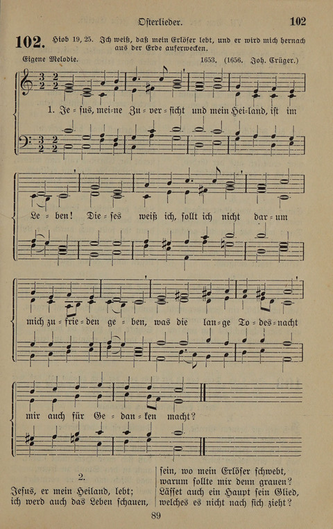 Gesangbuch: zum gottesdienstlichen und häuslichen Gebrauch in Evangelischen Mennoniten-Gemeinden (3rd ed.) page 89