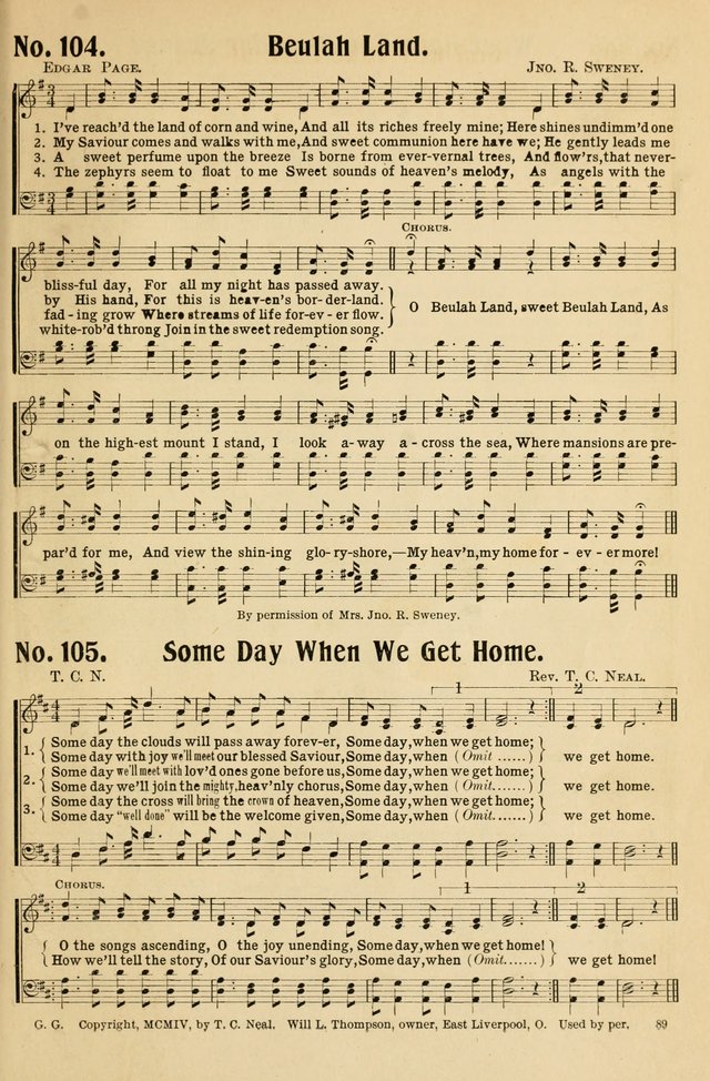 Gospel Gems Number 1 : One Hundred Eighty Sacred Selections for Religious Meetings page 89