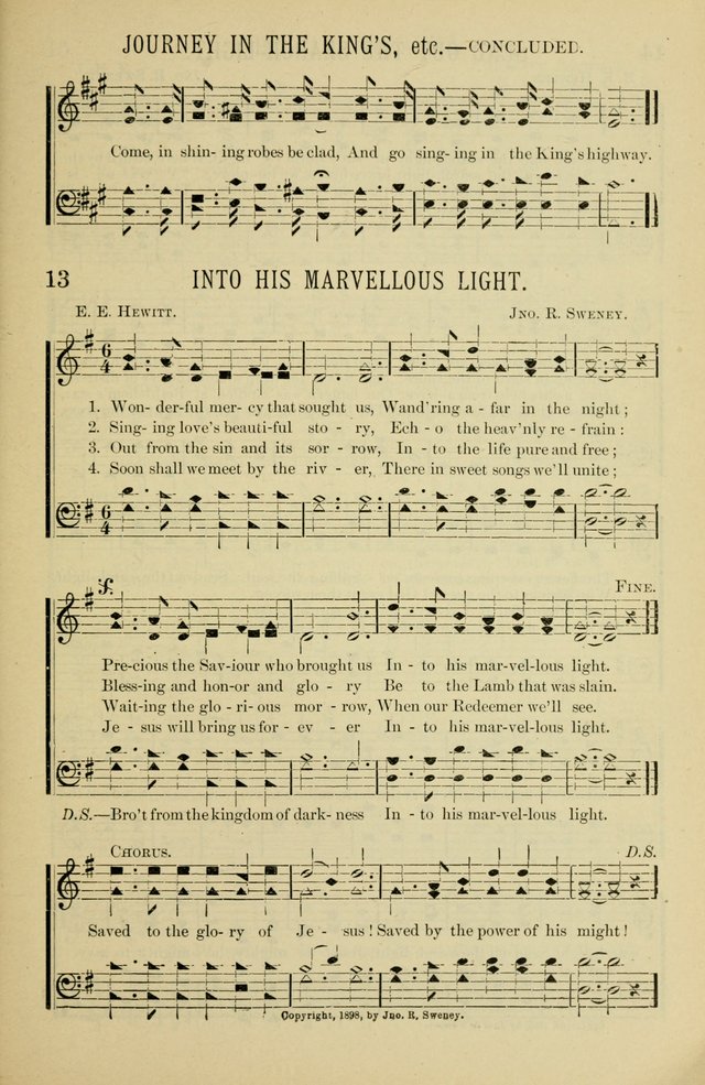 Gospel Hosannas: A Choice Collection of Hymns and Tunes for use in Evangelistic, Brotherhood and Mission Meetings, Sunday School, Etc. page 13