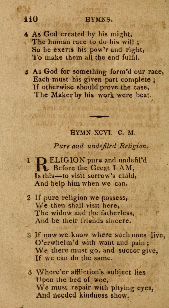 The Gospel Hymn Book: being a selection of hymns, composed by different authors designed for the use of the church universal and adapted to public and private devotion page 110