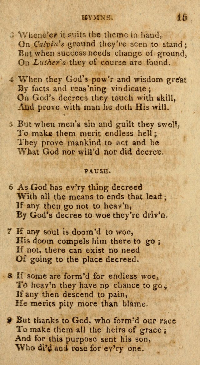 The Gospel Hymn Book: being a selection of hymns, composed by different authors designed for the use of the church universal and adapted to public and private devotion page 15