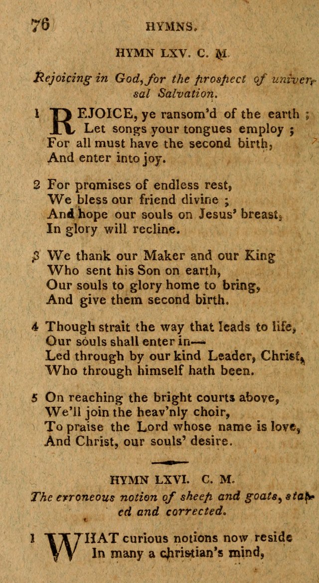 The Gospel Hymn Book: being a selection of hymns, composed by different authors designed for the use of the church universal and adapted to public and private devotion page 76