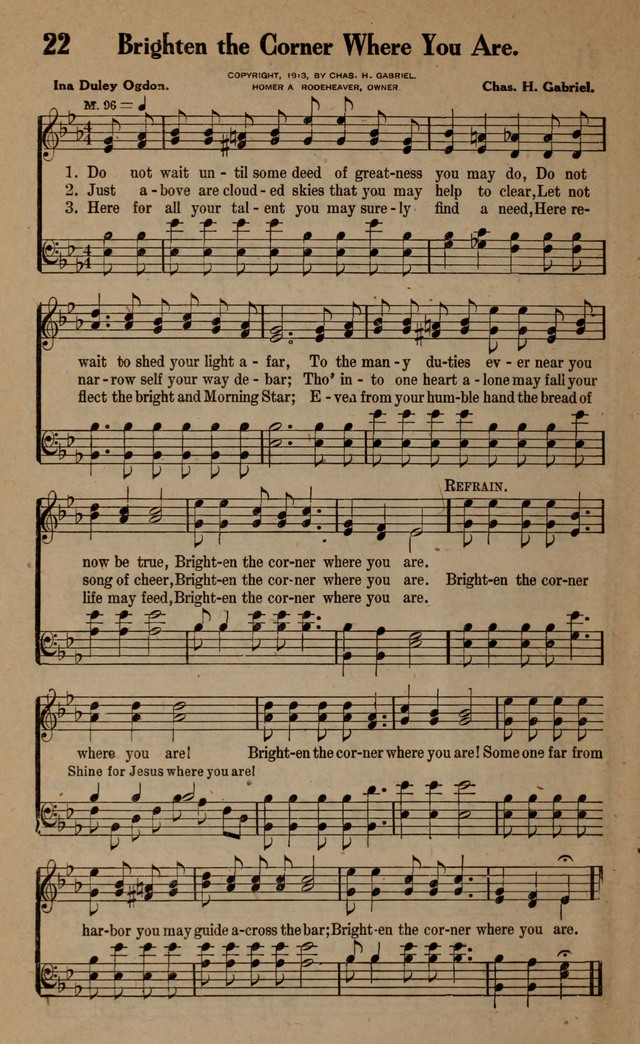 Gospel Hymns and Songs: for the Church, Sunday School and Evangelistic Services page 22