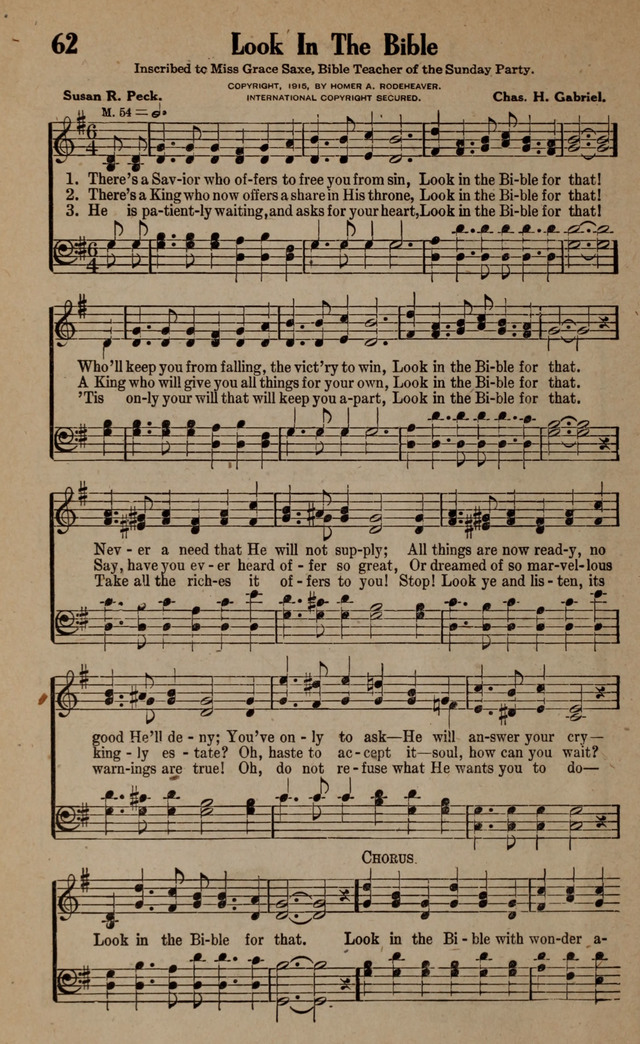 Gospel Hymns and Songs: for the Church, Sunday School and Evangelistic Services page 62