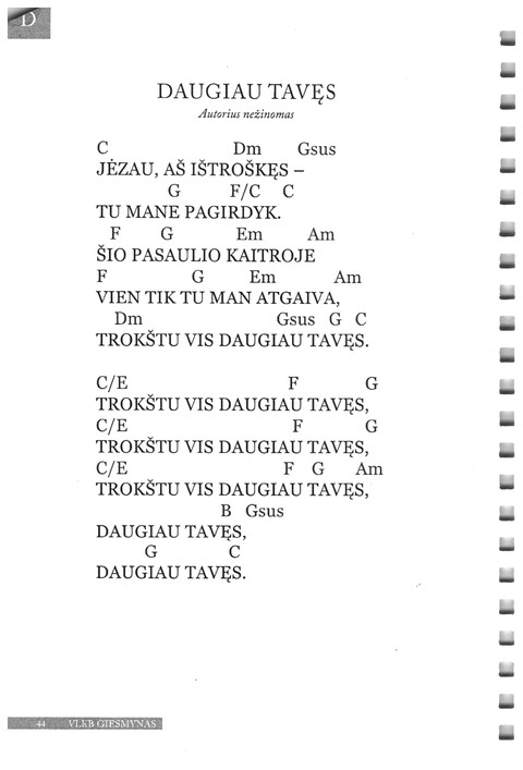 Giesmynas: Vilniaus Laisvųjų Krikščionių Bažnyčios page 44