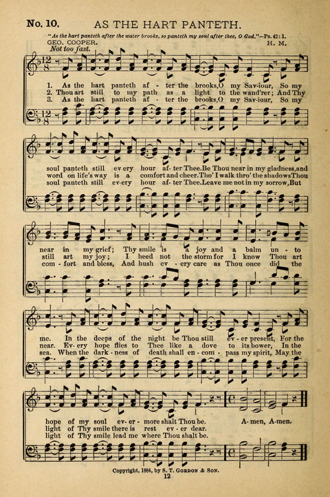 Gospel Melodies: a collection of sacred songs for use in Gospel Meetings, Social Gatheriing, &c., &c. page 12
