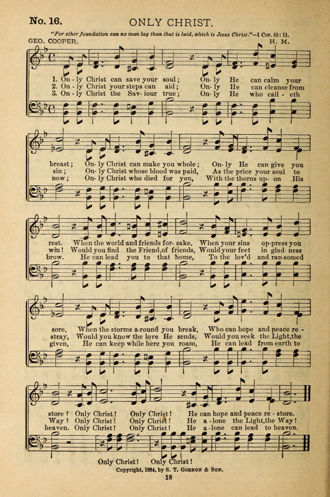 Gospel Melodies: a collection of sacred songs for use in Gospel Meetings, Social Gatheriing, &c., &c. page 18