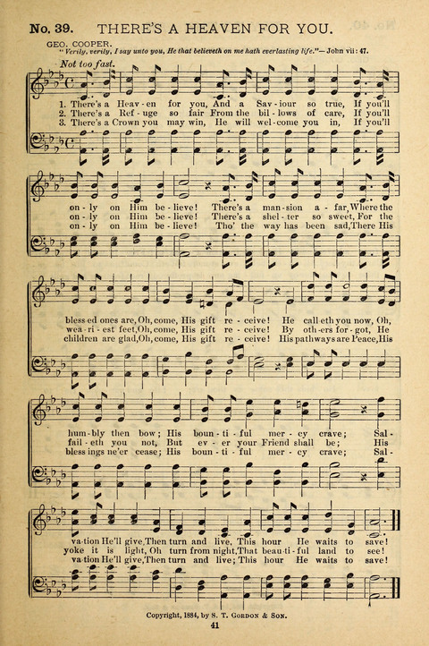 Gospel Melodies: a collection of sacred songs for use in Gospel Meetings, Social Gatheriing, &c., &c. page 41