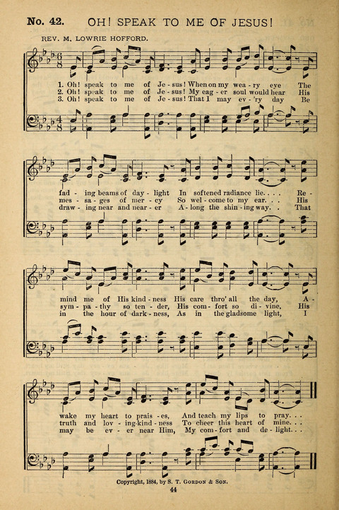 Gospel Melodies: a collection of sacred songs for use in Gospel Meetings, Social Gatheriing, &c., &c. page 44