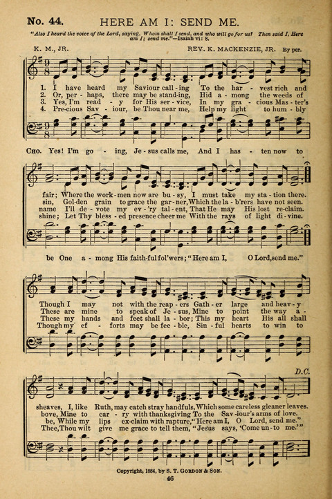 Gospel Melodies: a collection of sacred songs for use in Gospel Meetings, Social Gatheriing, &c., &c. page 46