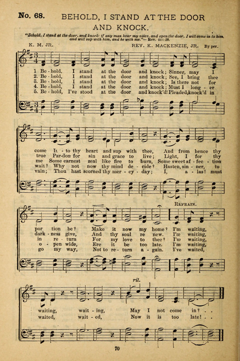 Gospel Melodies: a collection of sacred songs for use in Gospel Meetings, Social Gatheriing, &c., &c. page 70
