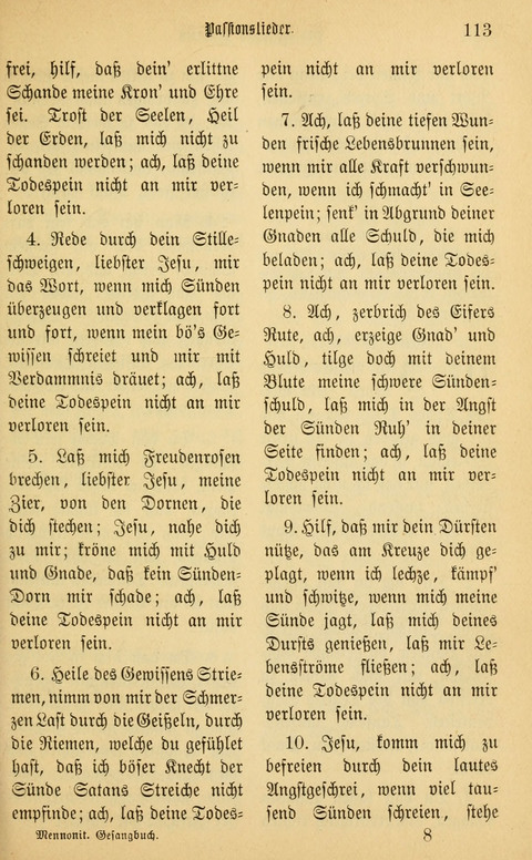 Gesangbuch in Mennoniten-Gemeinden in Kirche und Haus (4th ed.) page 113