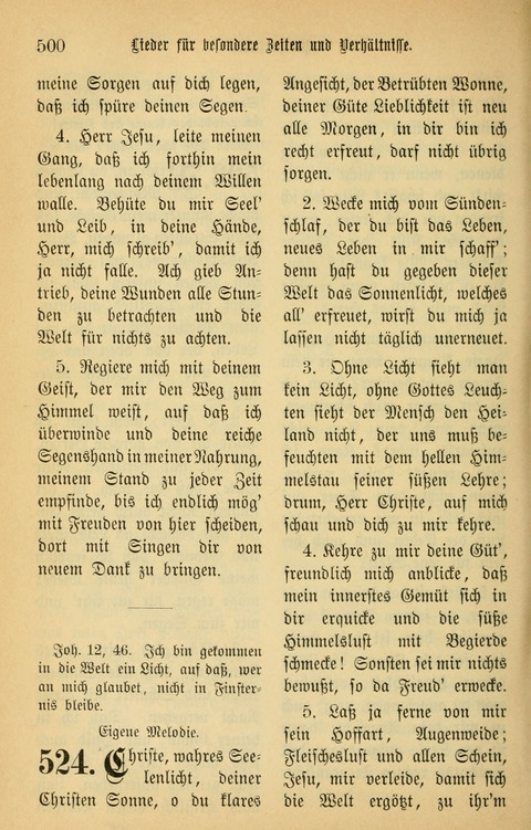 Gesangbuch in Mennoniten-Gemeinden in Kirche und Haus (4th ed.) page 500