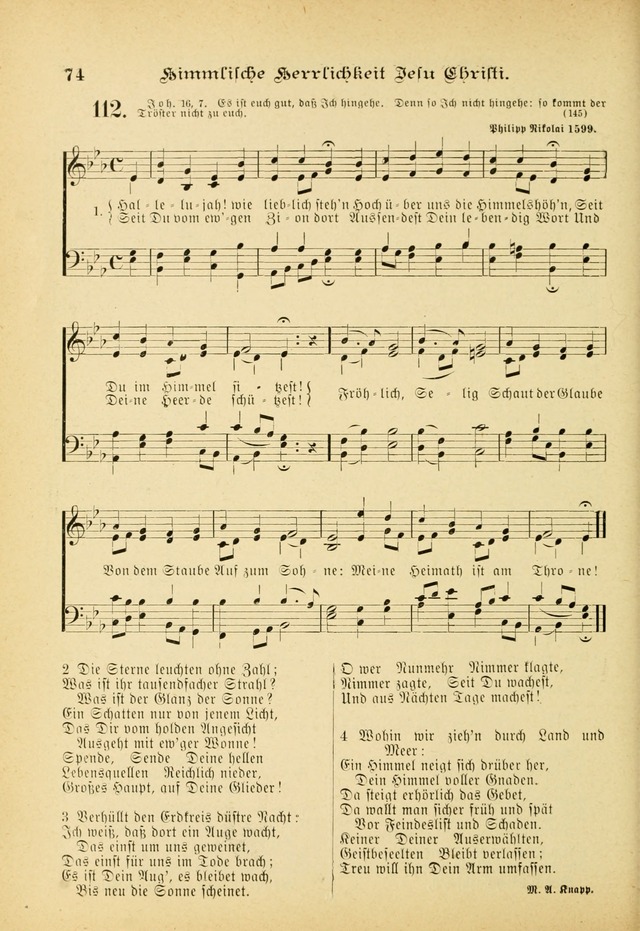 Gesangbuch mit Noten: herausgegeben von der Allgemeinen Conferenz der Mennoniten von Nord-Amerika (3rd. Aufl.) page 74