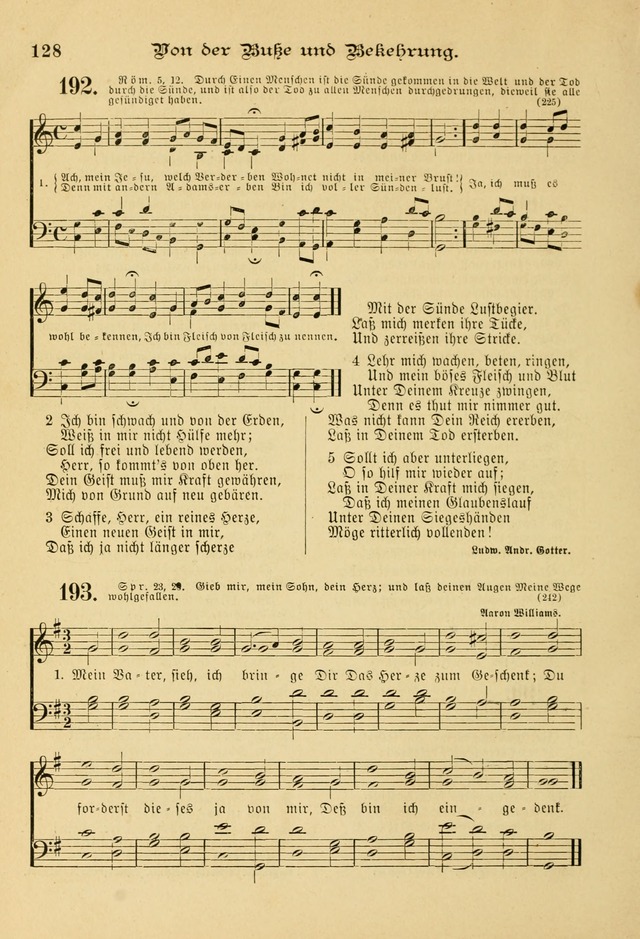 Gesangbuch mit Noten: herausgegeben von der Allgemeinen Conferenz der Mennoniten von Nord-Amerika page 128