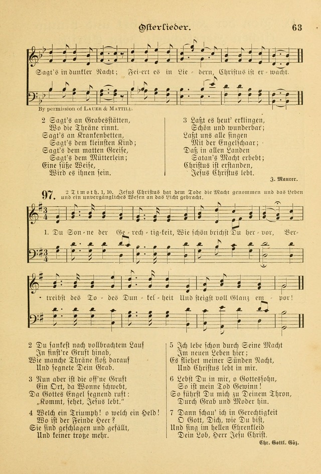 Gesangbuch mit Noten: herausgegeben von der Allgemeinen Conferenz der Mennoniten von Nord-Amerika page 63