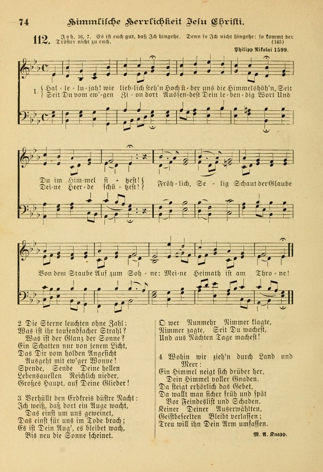 Gesangbuch mit Noten: herausgegeben von der Allgemeinen Conferenz der Mennoniten von Nord-Amerika page 74