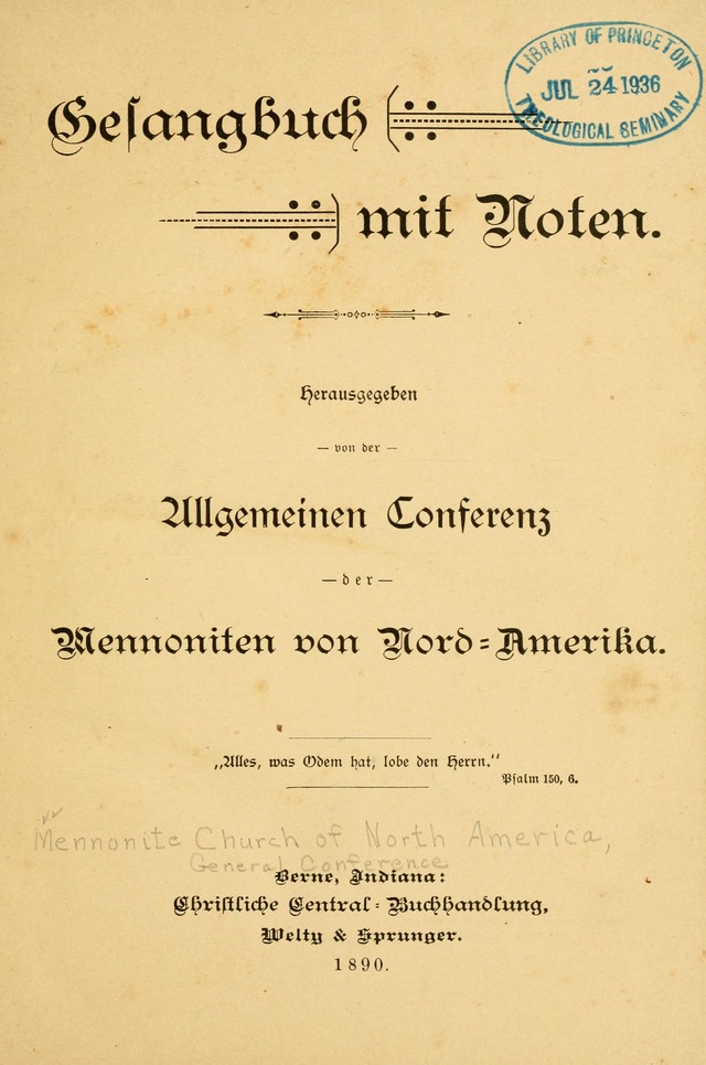 Gesangbuch mit Noten: herausgegeben von der Allgemeinen Conferenz der Mennoniten von Nord-Amerika page v