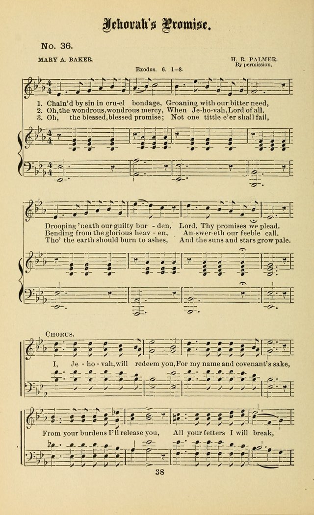 Gospel in Song: a new collection of "hymns and spiritual songs," for use in Sunday schools, praise meetings, prayer meetings, revival meetings, camp meetings and in other places ... page 38
