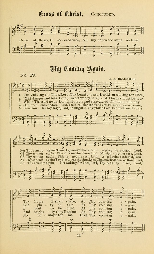Gospel in Song: a new collection of "hymns and spiritual songs," for use in Sunday schools, praise meetings, prayer meetings, revival meetings, camp meetings and in other places ... page 41