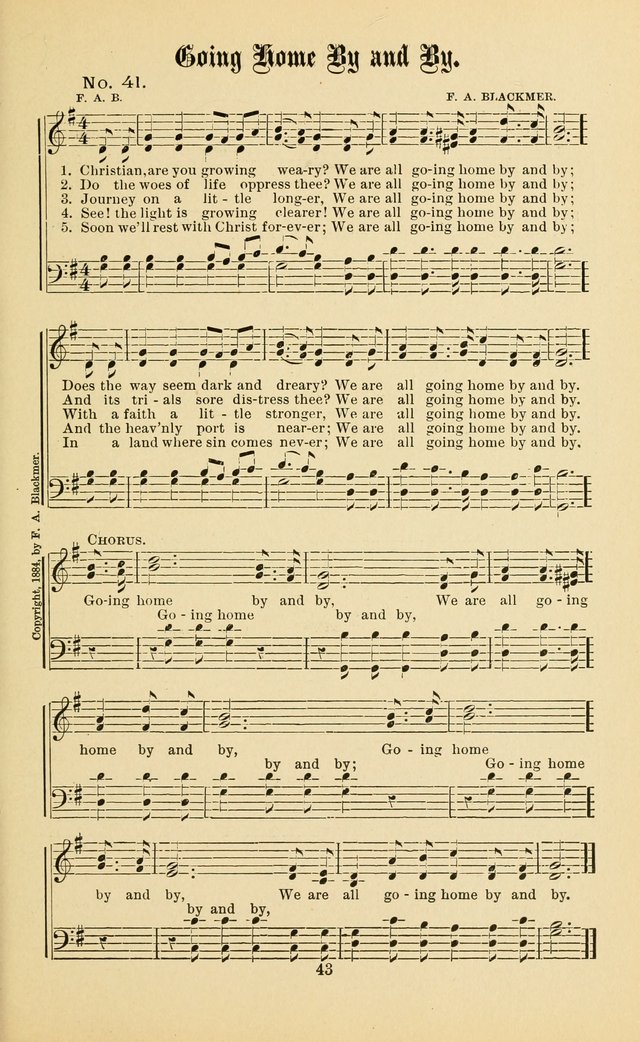 Gospel in Song: a new collection of "hymns and spiritual songs," for use in Sunday schools, praise meetings, prayer meetings, revival meetings, camp meetings and in other places ... page 43