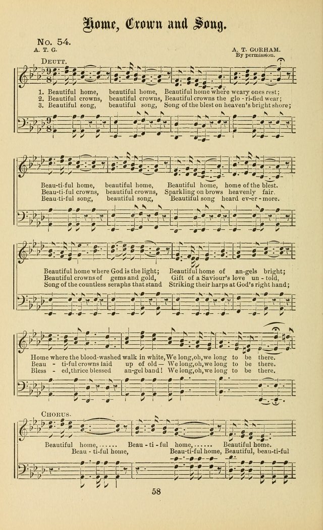 Gospel in Song: a new collection of "hymns and spiritual songs," for use in Sunday schools, praise meetings, prayer meetings, revival meetings, camp meetings and in other places ... page 58