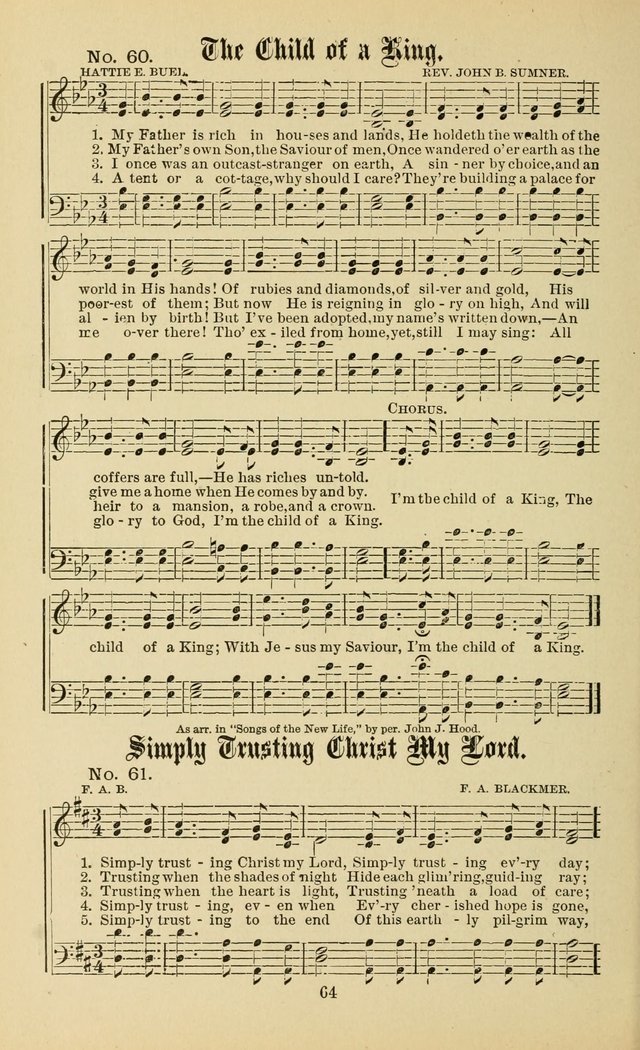 Gospel in Song: a new collection of "hymns and spiritual songs," for use in Sunday schools, praise meetings, prayer meetings, revival meetings, camp meetings and in other places ... page 64