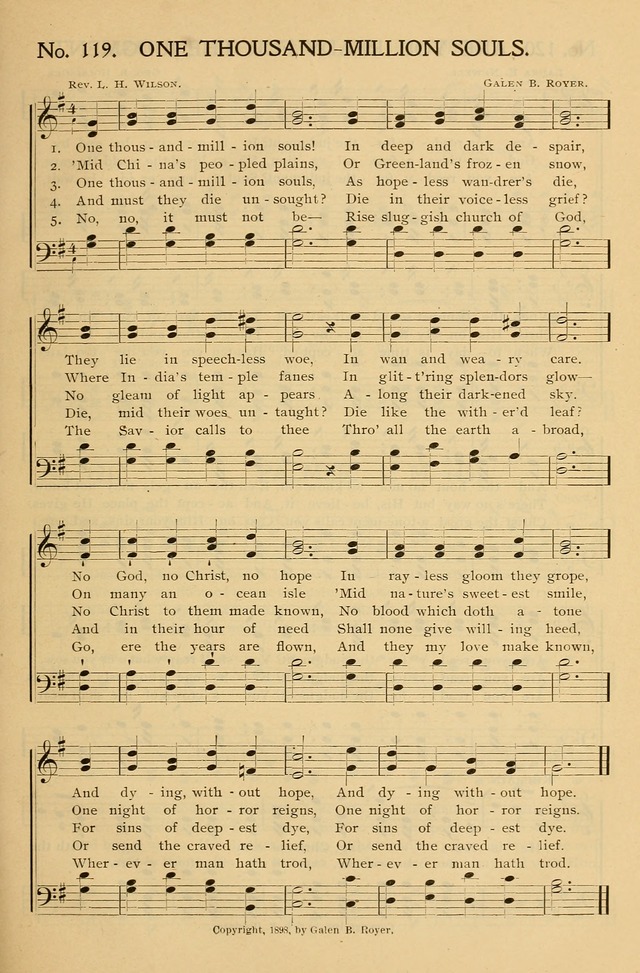 Gospel Songs and Hymns No. 1: for the sunday school, prayer meeting, social meeting, general song service page 119