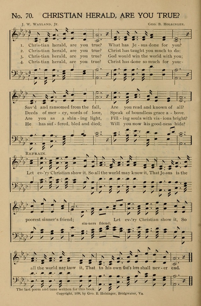 Gospel Songs and Hymns No. 1: for the sunday school, prayer meeting, social meeting, general song service page 70