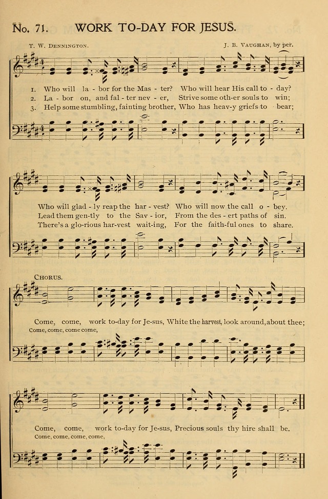 Gospel Songs and Hymns No. 1: for the sunday school, prayer meeting, social meeting, general song service page 71