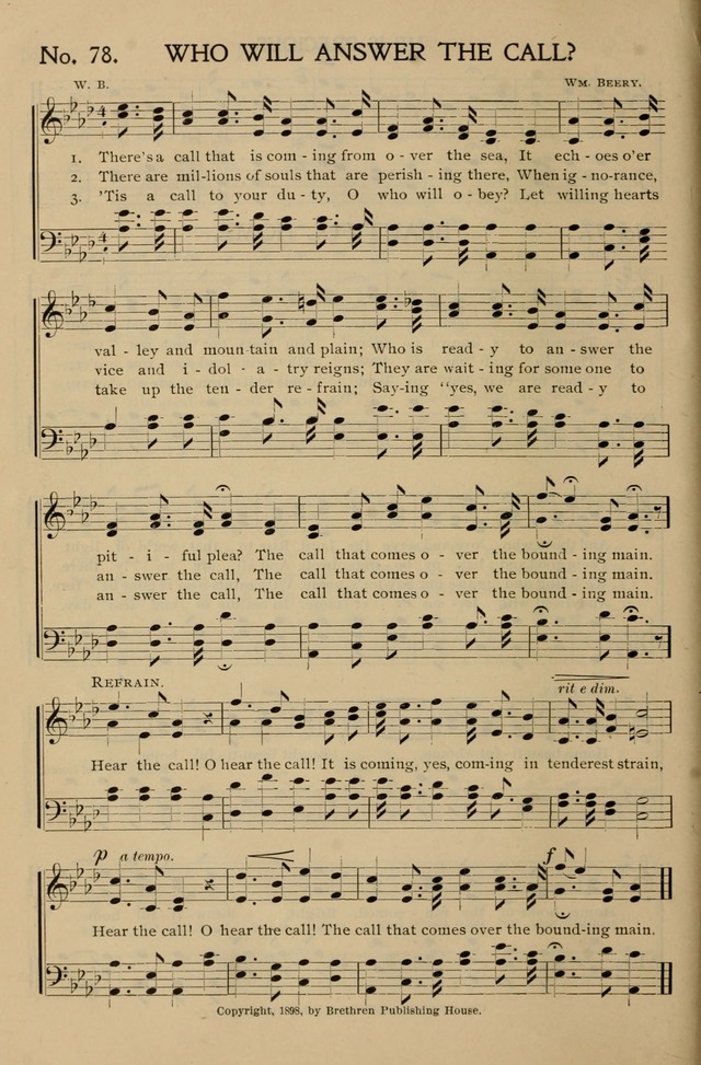 Gospel Songs and Hymns No. 1: for the sunday school, prayer meeting, social meeting, general song service page 78