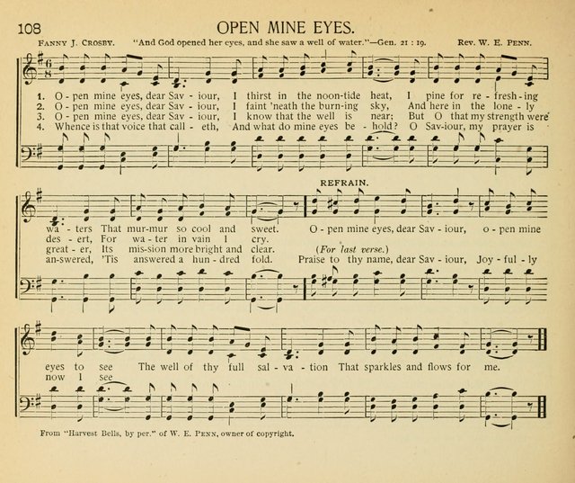 The Gospel Song Sheaf: for Sunday schools and young peoples meetings, comprising primary songs, intermediate songs, gospel and special songs, and old hymns and tunes page 108