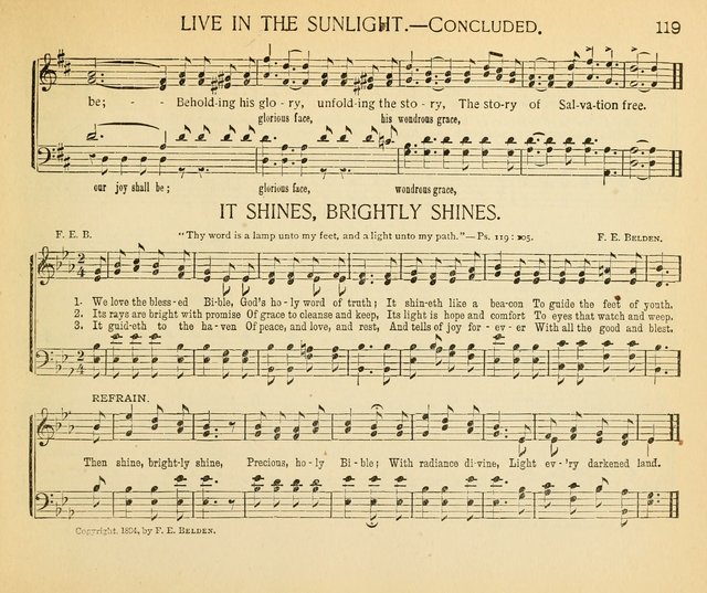 The Gospel Song Sheaf: for Sunday schools and young peoples meetings, comprising primary songs, intermediate songs, gospel and special songs, and old hymns and tunes page 119