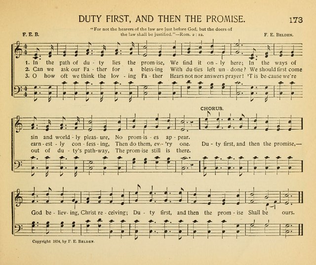 The Gospel Song Sheaf: for Sunday schools and young peoples meetings, comprising primary songs, intermediate songs, gospel and special songs, and old hymns and tunes page 173