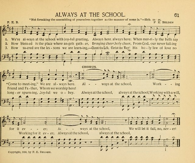 The Gospel Song Sheaf: for Sunday schools and young peoples meetings, comprising primary songs, intermediate songs, gospel and special songs, and old hymns and tunes page 61