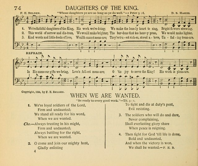 The Gospel Song Sheaf: for Sunday schools and young peoples meetings, comprising primary songs, intermediate songs, gospel and special songs, and old hymns and tunes page 74