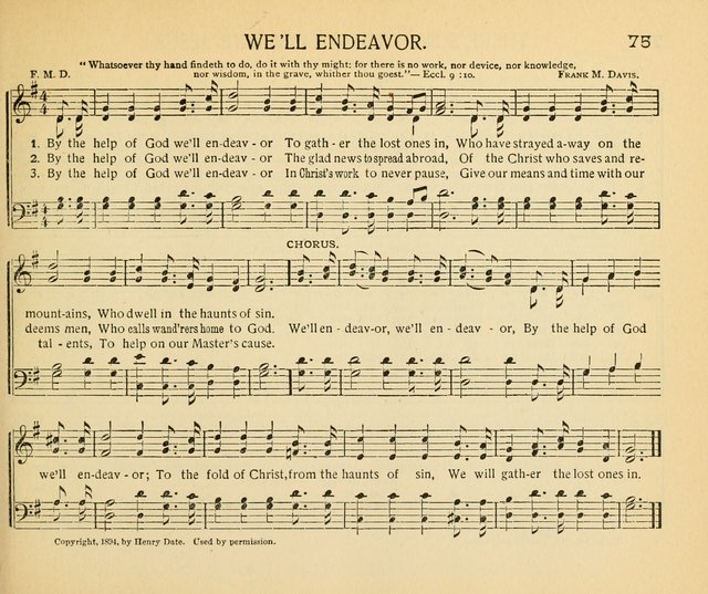 The Gospel Song Sheaf: for Sunday schools and young peoples meetings, comprising primary songs, intermediate songs, gospel and special songs, and old hymns and tunes page 75